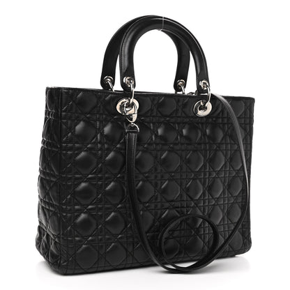 Christian Dior Lambskin Cannage Large Lady Dior Black 2 of 4