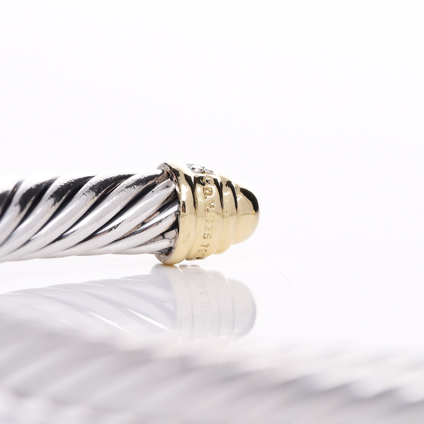 Sterling Silver 18K Yellow Gold Diamond 5mm Cable Classics Bracelet