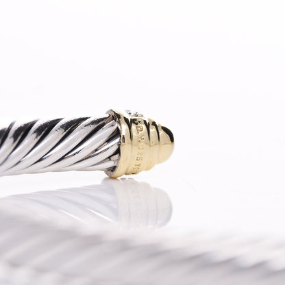 David Yurman Sterling Silver 18K Yellow Gold Diamond 5mm Cable Classics Bracelet 4 of 4