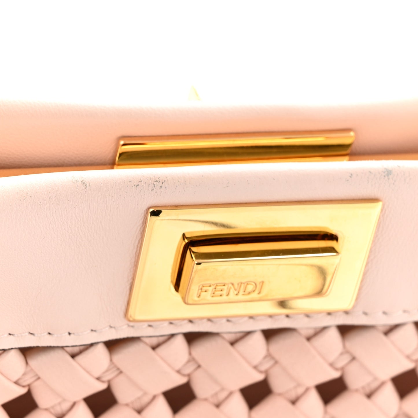 Nappa Woven Mini Peekaboo Iconic Satchel Rosa Confetto