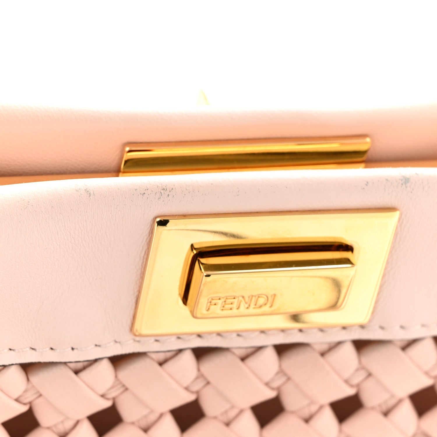 Fendi Nappa Woven Mini Peekaboo Iconic Satchel Rosa Confetto 15 of 15