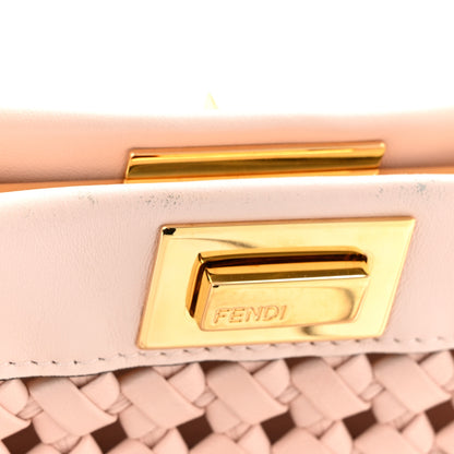 Fendi Nappa Woven Mini Peekaboo Iconic Satchel Rosa Confetto 15 of 15