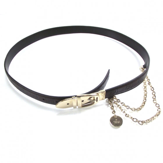 Gucci Guccissima Leather Chain Belt Brown 38 1 of 5