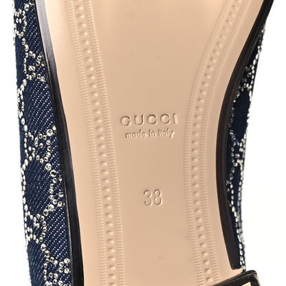 Gucci Denim Crystal GG Monogram Horsebit Womens Jordaan Loafers 38 Deep Blue Blue Milad 7 of 10