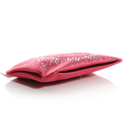 Chanel Satin Diamante Camellia Evening Clutch Bag Pink 4 of 8