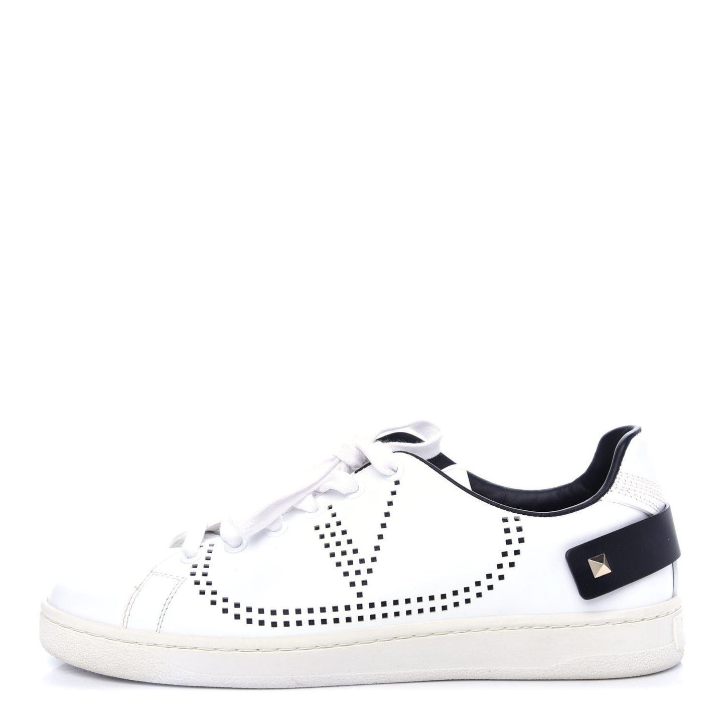Calfskin Womens Backnet Sneakers 37.5 White Black