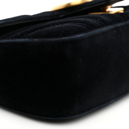 Gucci Velvet Matelasse Mini GG Marmont Shoulder Bag Black 9 of 10