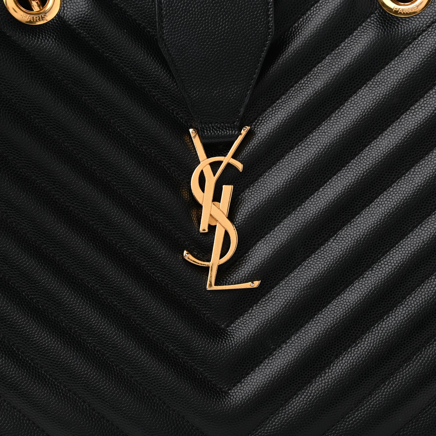 Saint Laurent Grain De Poudre Matelasse Chevron Monogram Shopping Bag Black 8 of 10