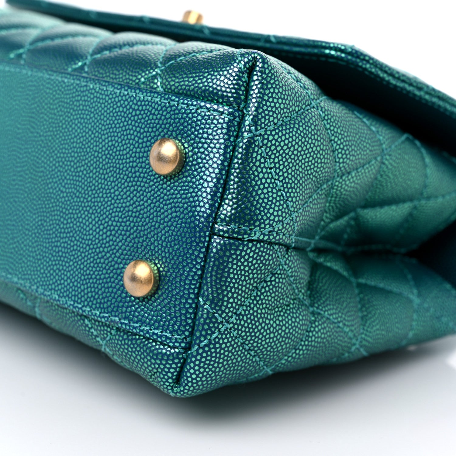 Chanel Metallic Caviar Quilted Mini Coco Handle Flap Blue 8 of 9