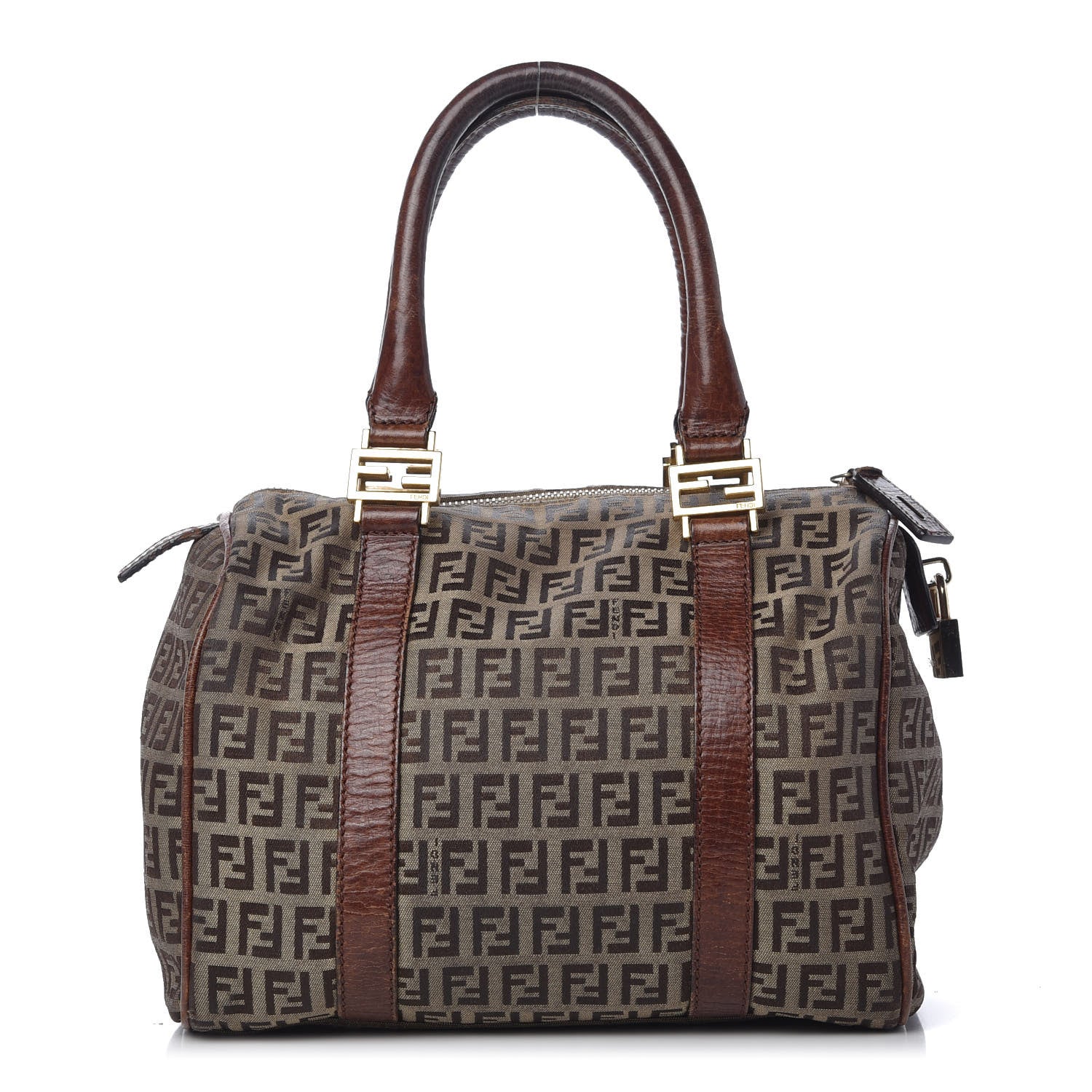 Fendi Zucchino Vitello Small Boston Mogano Panna Bruciato 1 of 11