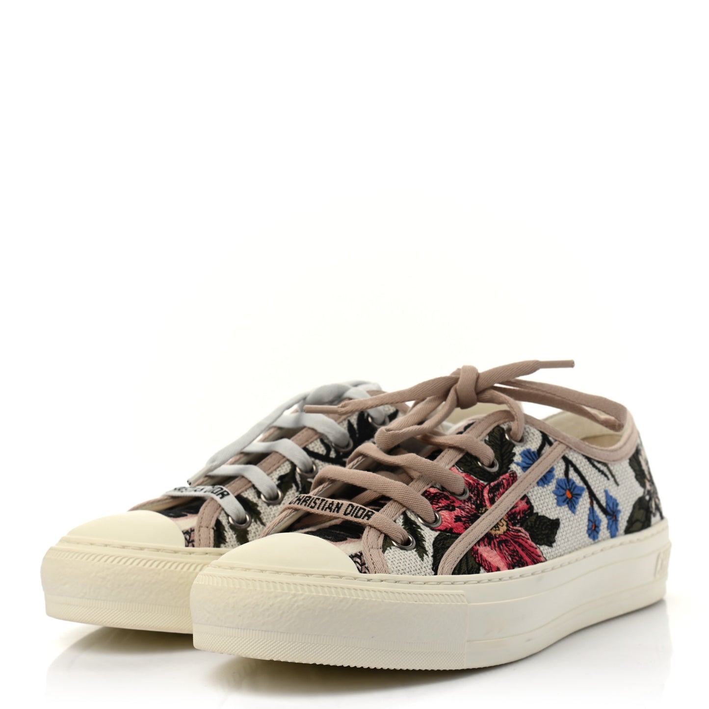 Canvas Rosa Mutabilis Embroidered Womens Walk'N'Dior Low Top Sneakers 37.5 Multicolor
