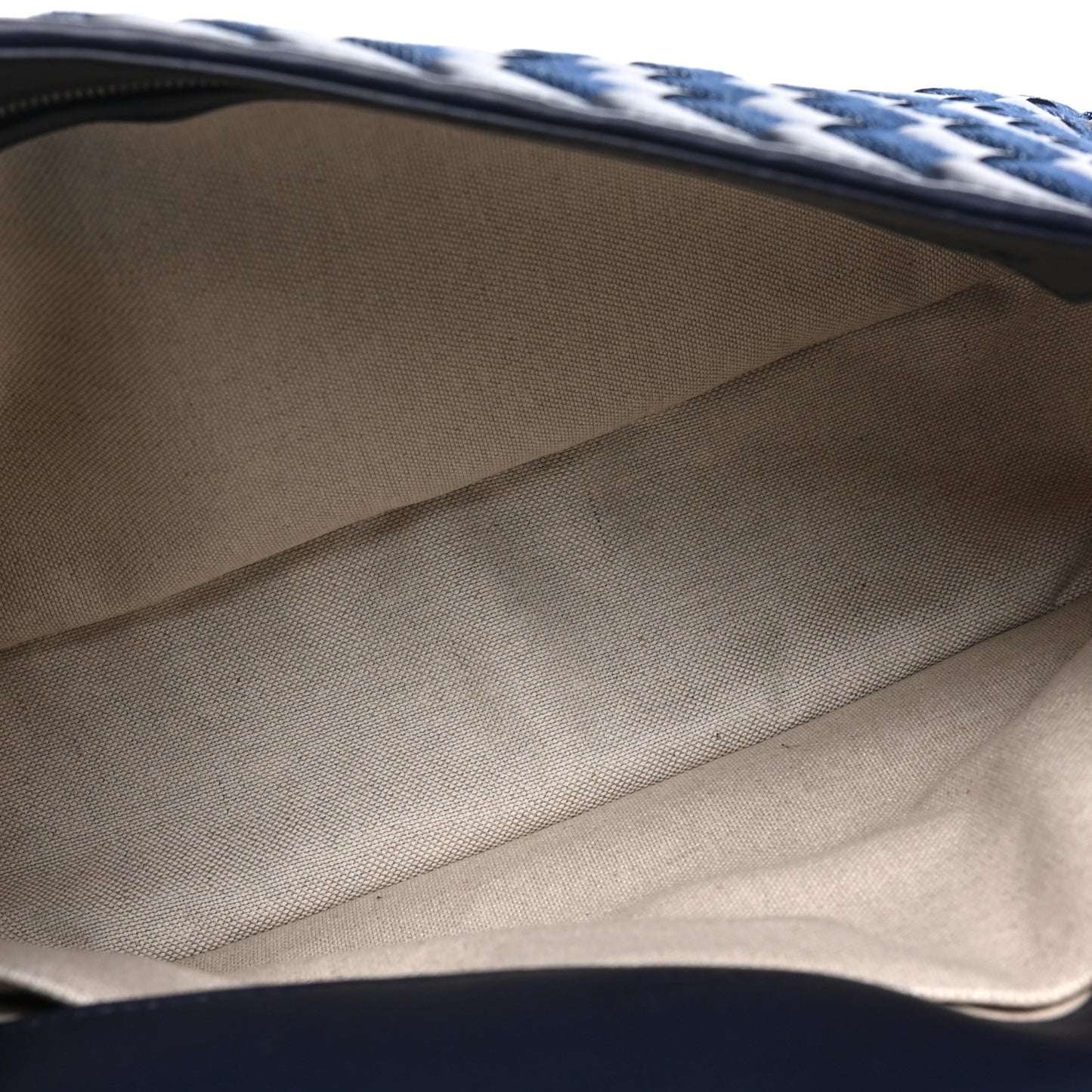 Denim Nappa Intrecciato Padded Messenger Abyss Indigo