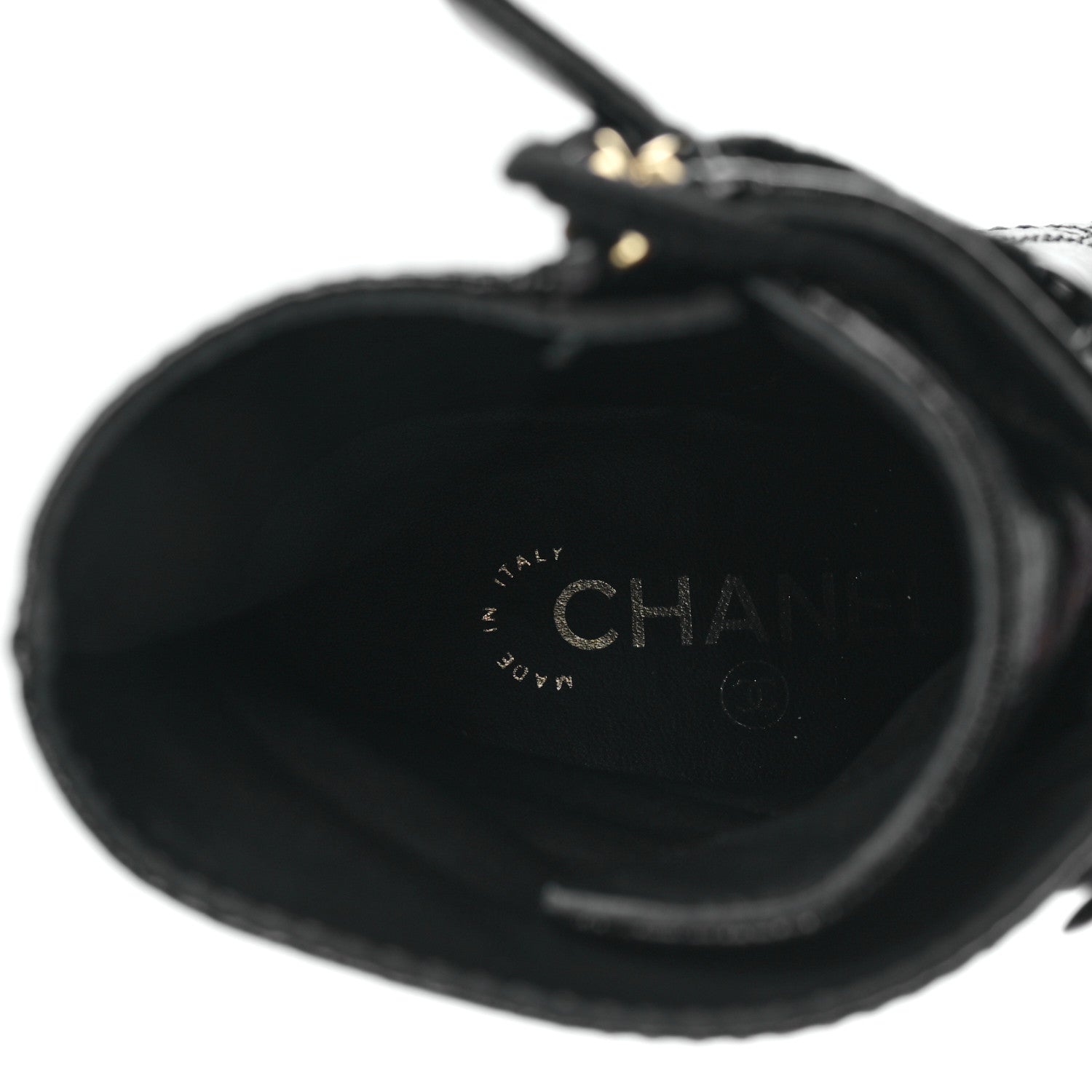 Chanel Shiny Crumpled Lambskin Lace Up Combat Boots 36 Black 7 of 8