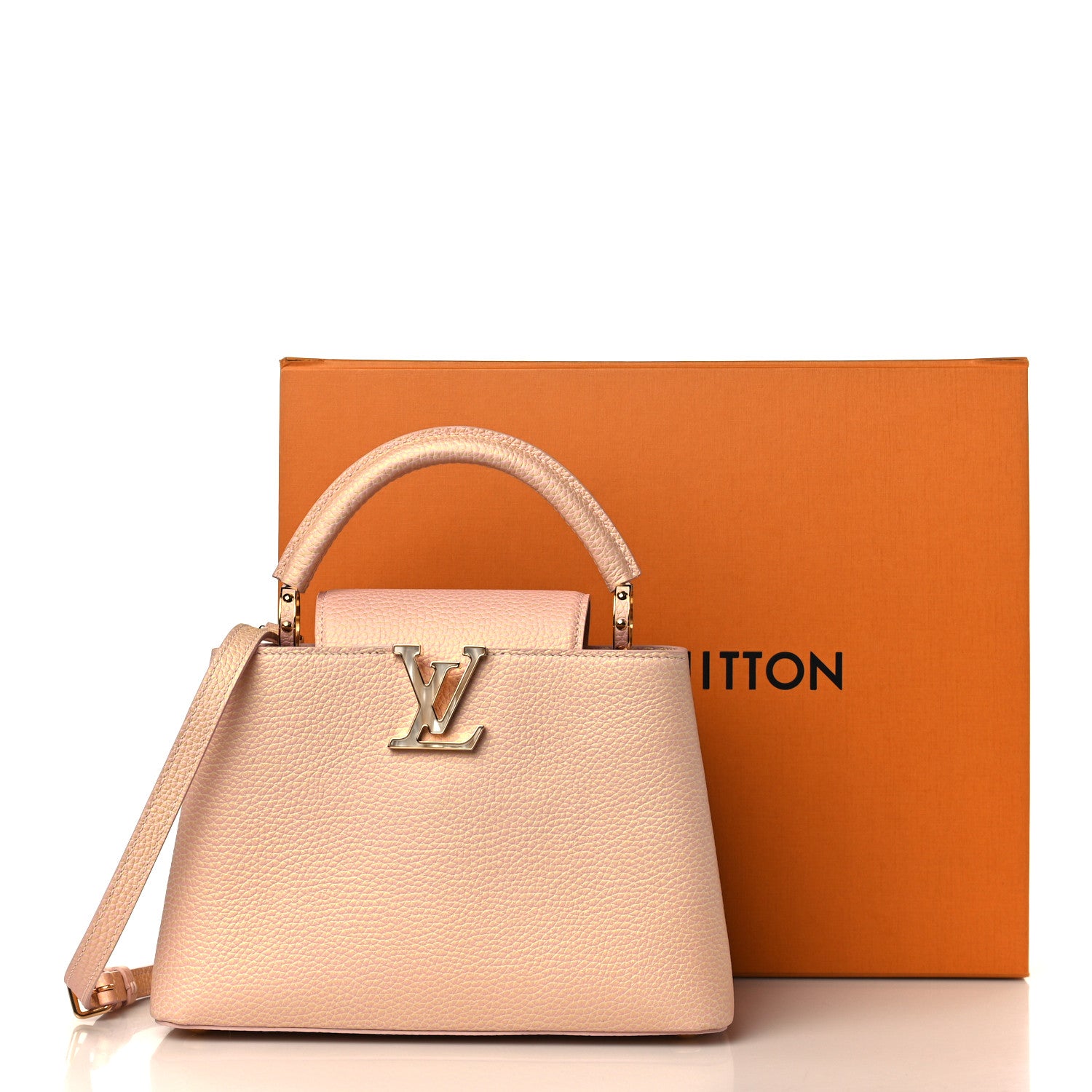 Louis Vuitton Metallic Taurillon Seashell Capucines BB Pink Yellow 8 of 8