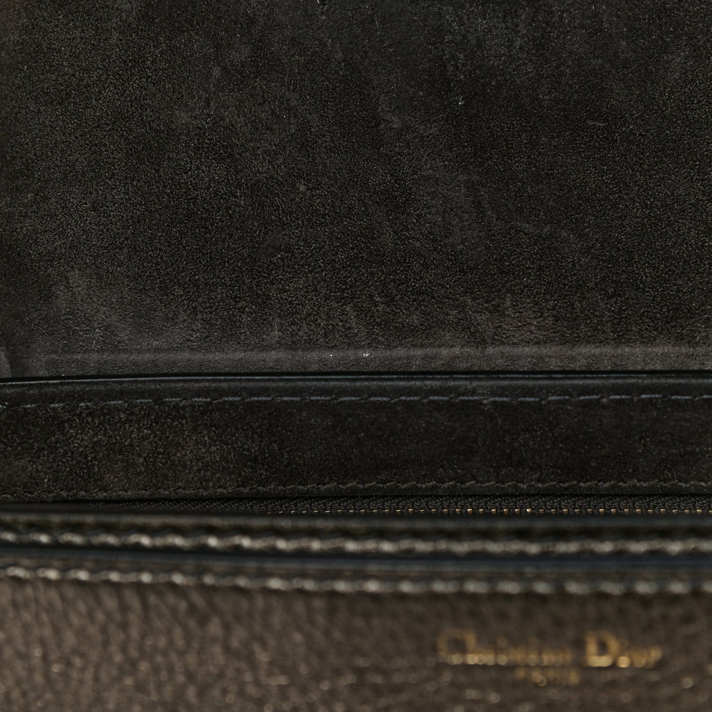 Metallic Grained Calfskin Dio(r)evolution Flap Bag Black Gold