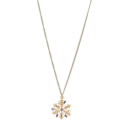 Chanel Crystal Pearl Snowflake CC Pendant Necklace Gold 1 of 4