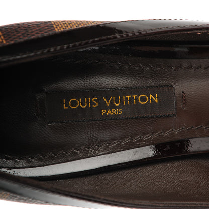 Louis Vuitton Damier Ebene Palm Beach Peep Toe Pumps 35 7 of 7