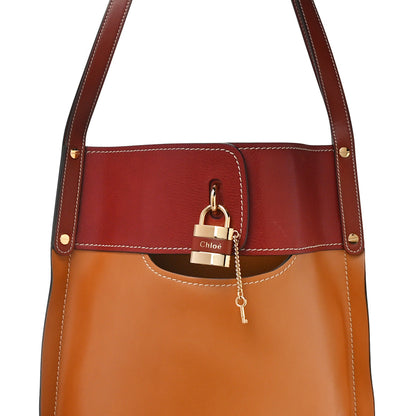 Chloe Shiny Calfskin Goatskin Medium Aby Bi-Color Bucket Bag Autumnal Brown 7 of 9