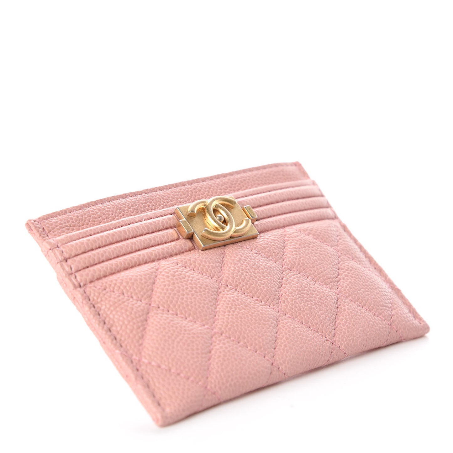 Caviar Quilted Boy Card Holder Light Pink