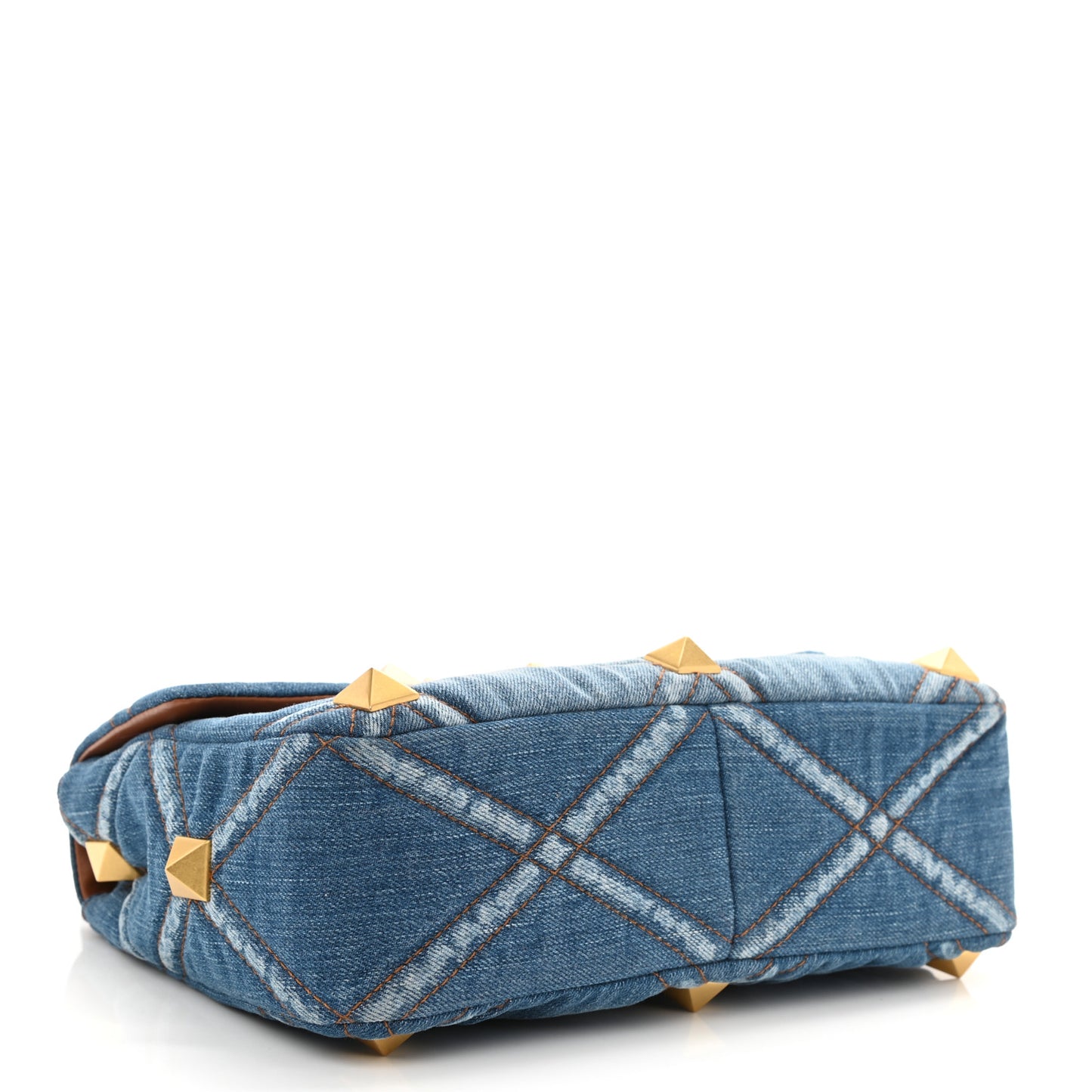 Denim Large Roman Stud Shoulder Bag Light Denim Selleria