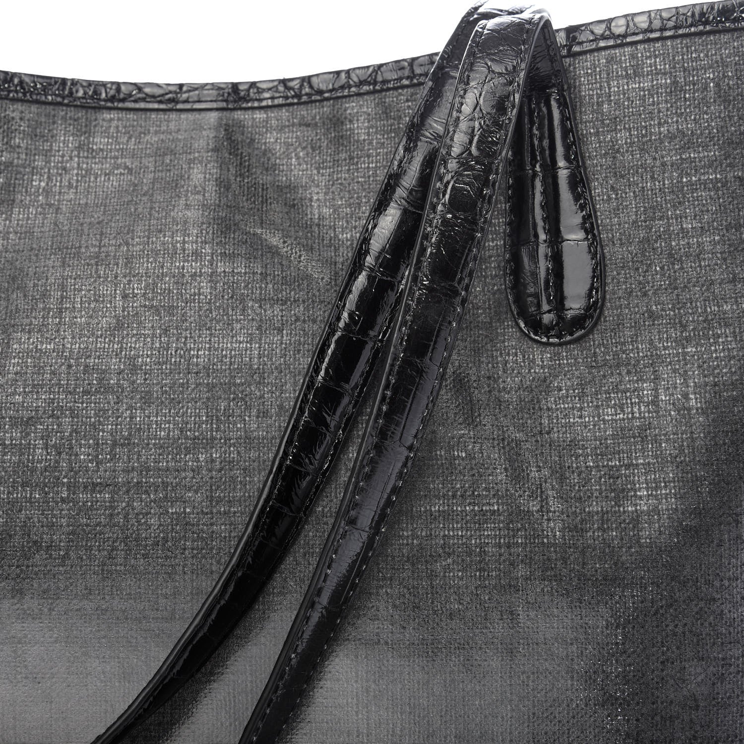 Nancy Gonzalez Coated Linen Crocodile Medium Erica Shopper Tote Black 11 of 12