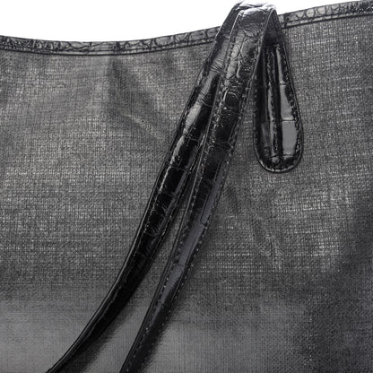 Nancy Gonzalez Coated Linen Crocodile Medium Erica Shopper Tote Black 11 of 12