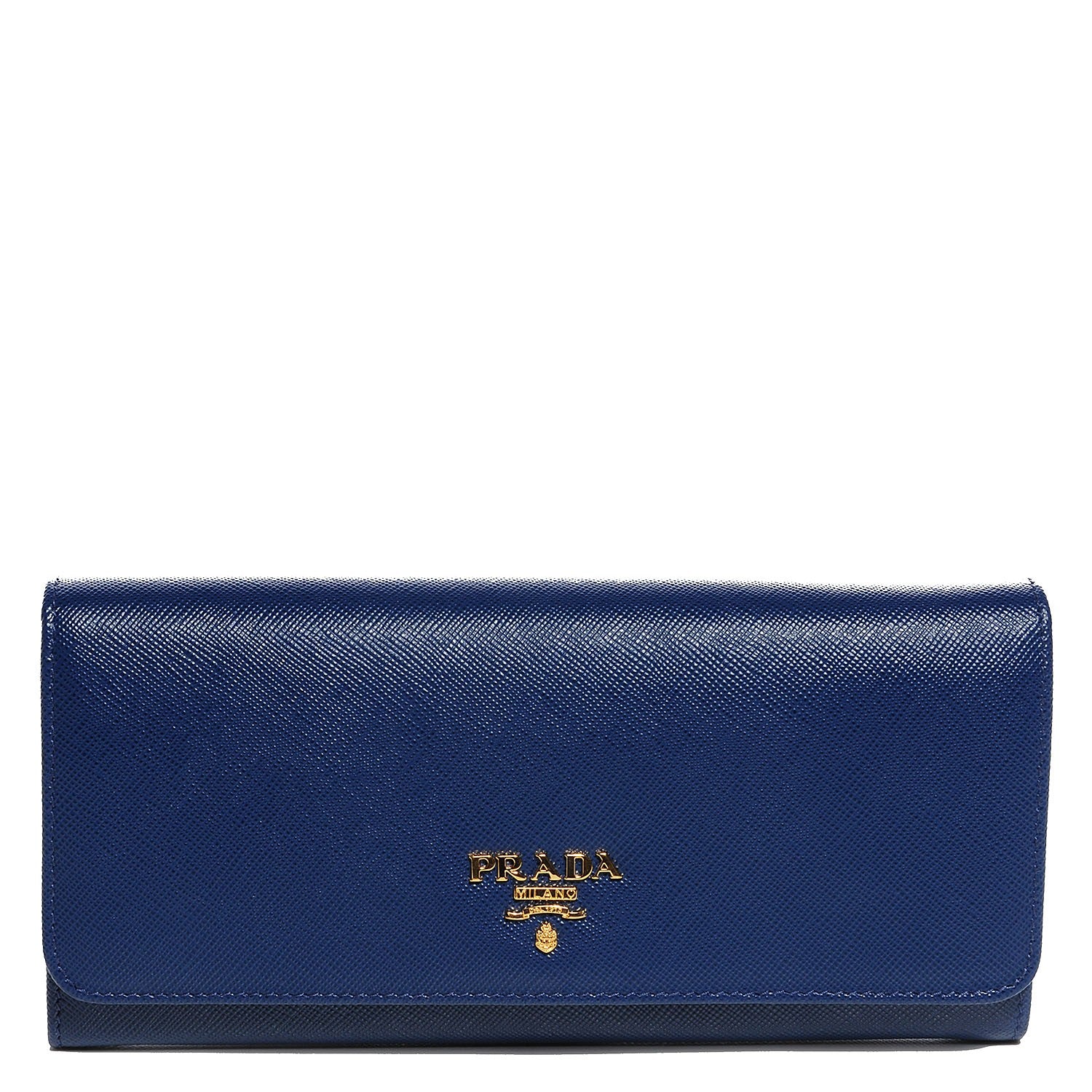 Prada Saffiano Metal Continental Flap Wallet Bleuette 1 of 10