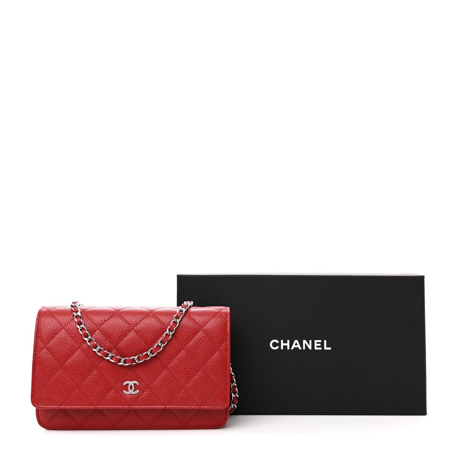 Caviar Quilted Wallet On Chain WOC Red