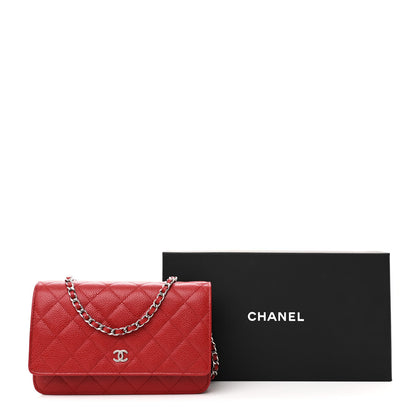 Chanel Caviar Quilted Wallet On Chain WOC Red 11 of 11