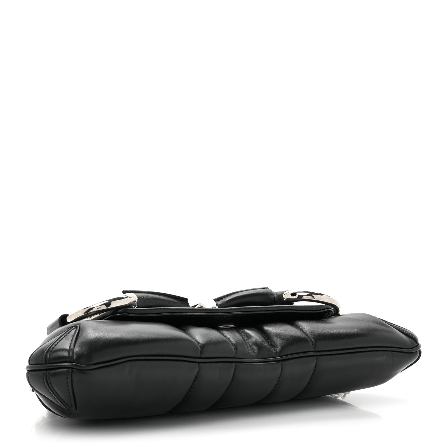 Nappa Vertical Matelasse Medium Maxi Horsebit Chain Shoulder Bag Black