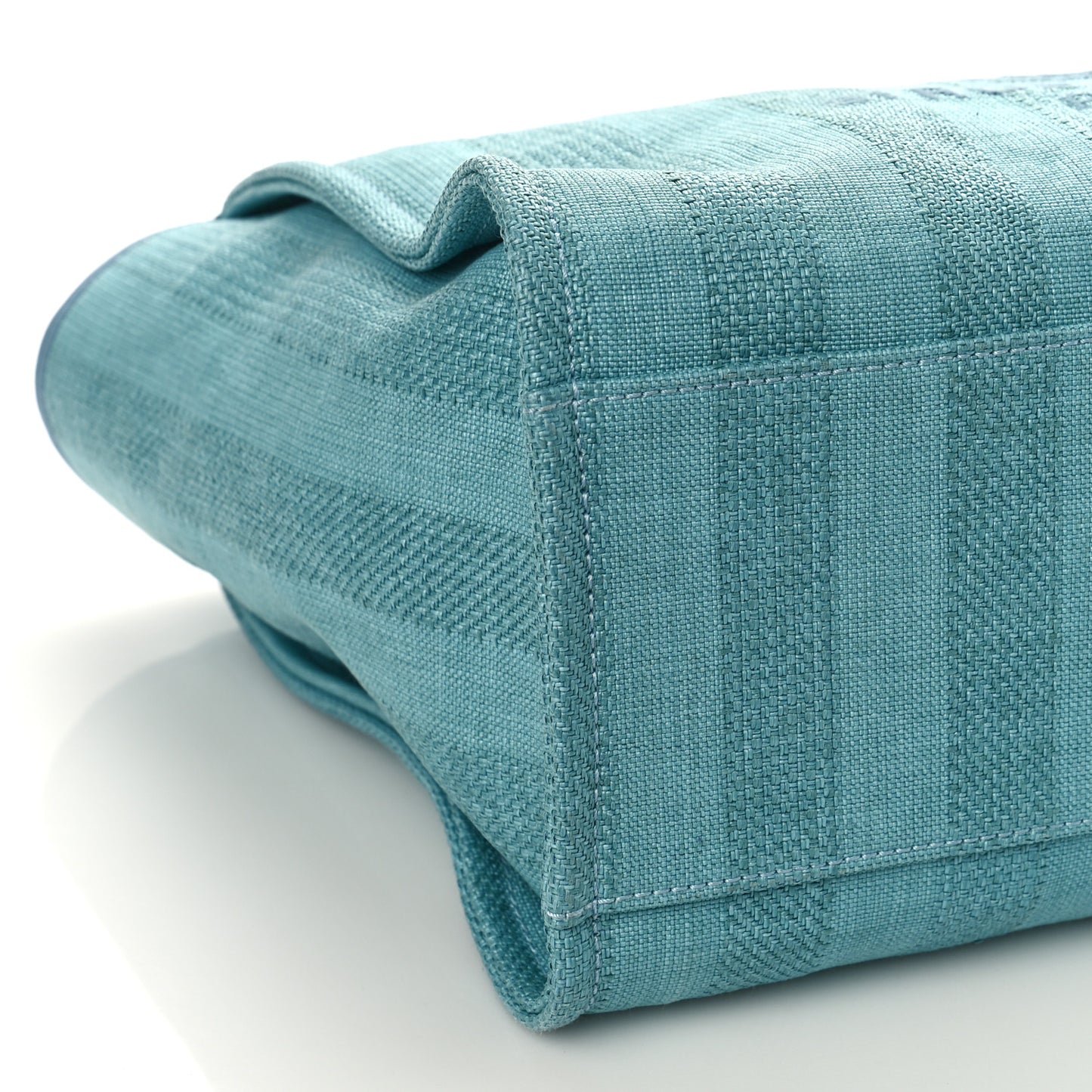 Mixed Fibers Calfskin Striped Medium Deauville Tote Light Blue