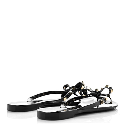 Valentino Garavani PVC Jelly Rockstud Bow Thong Sandals 39 Black 4 of 8