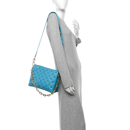 Louis Vuitton Lambskin Embossed Monogram Coussin PM Turquoise 2 of 11