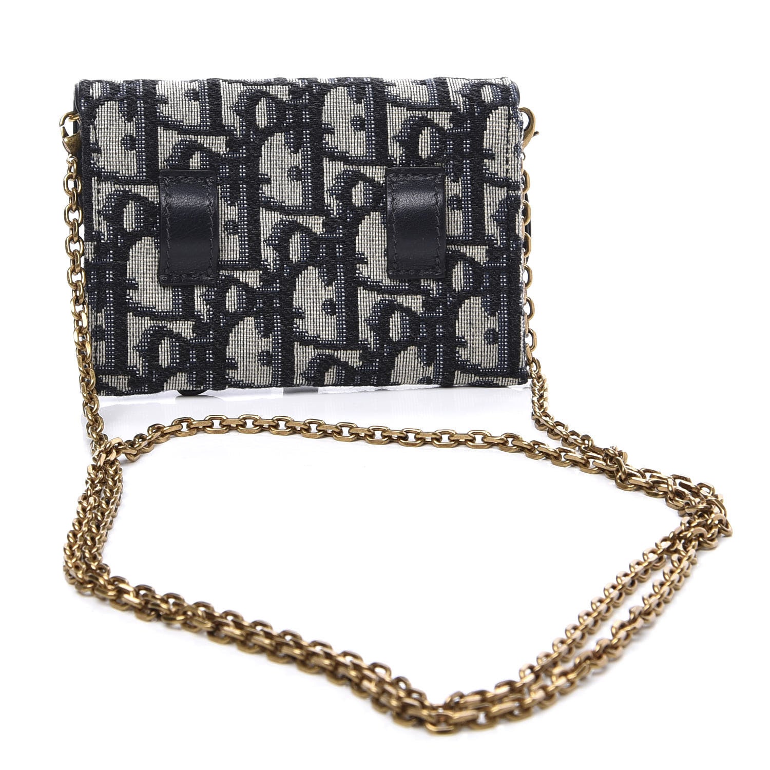 Christian Dior Oblique Nano Saddle Chain Pouch Blue 2 of 9