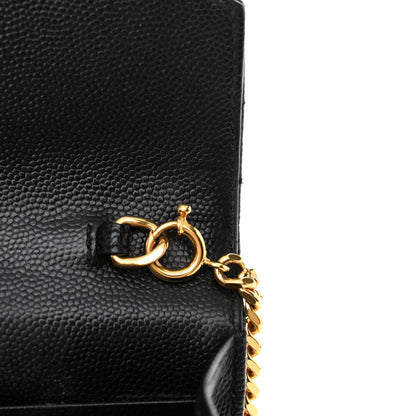 Saint Laurent Grain De Poudre Matelasse Chevron Monogram Envelope Chain Wallet Black 11 of 14