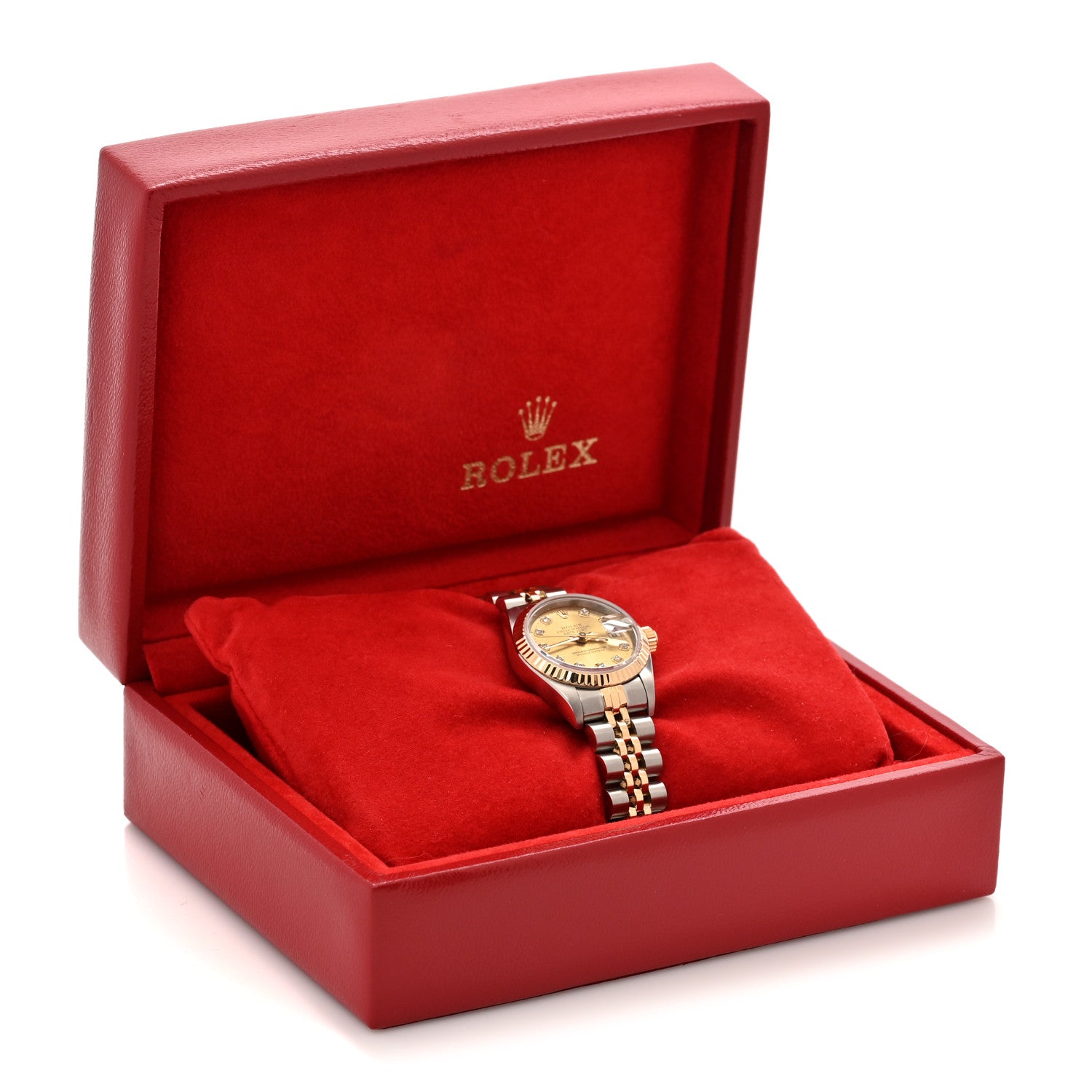 Rolex Stainless Steel 18K Yellow Gold Diamond 26mm Oyster Perpetual Datejust Watch Champagne 69173 5 of 5