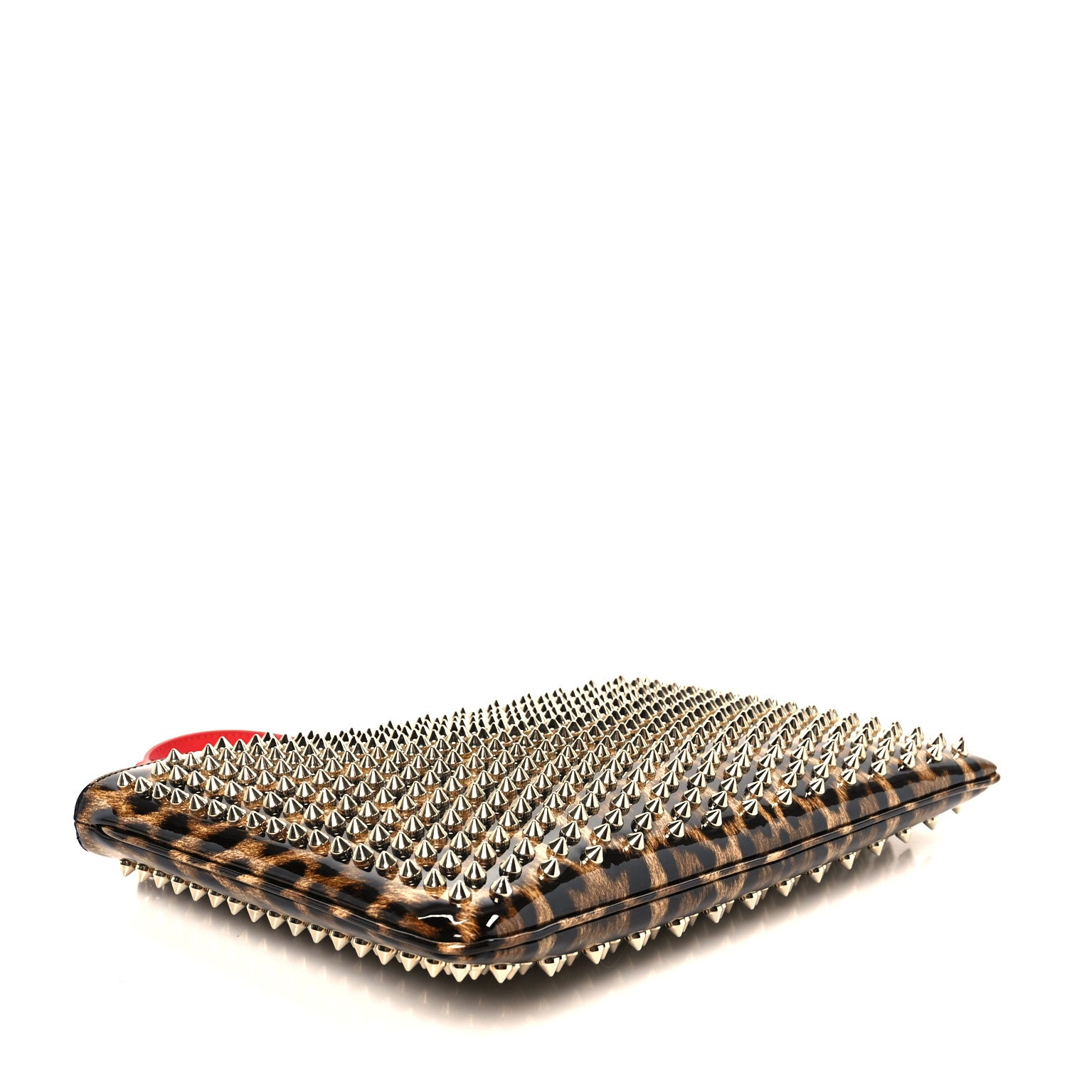 Christian Louboutin Patent Leopard Print Loubiposh Spiked Crossbody Clutch 4 of 10