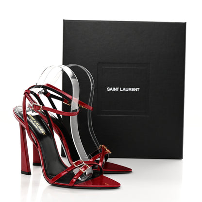 Saint Laurent Calfskin Patent Ankle Strap Sandals 39 Tibet Red 13 of 13