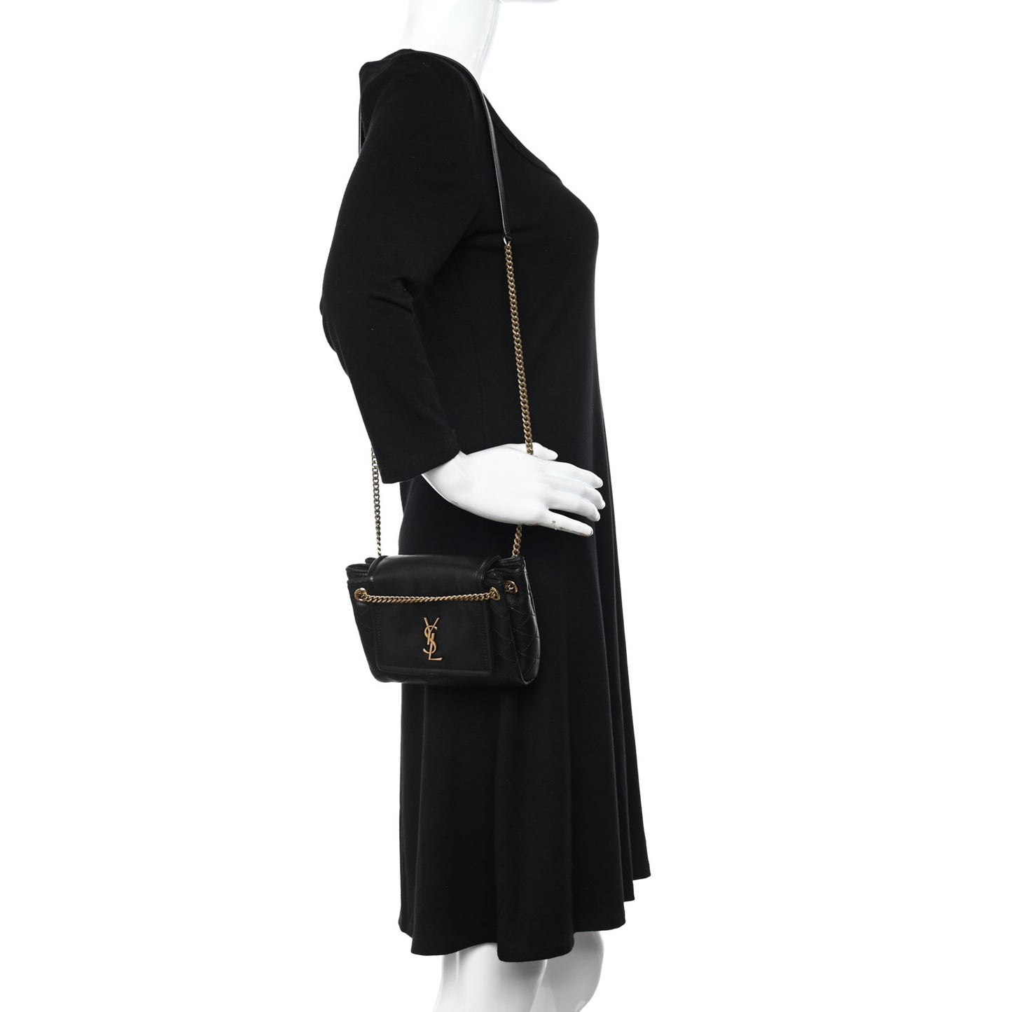 Lambskin Quilted Monogram Mini Nolita Black