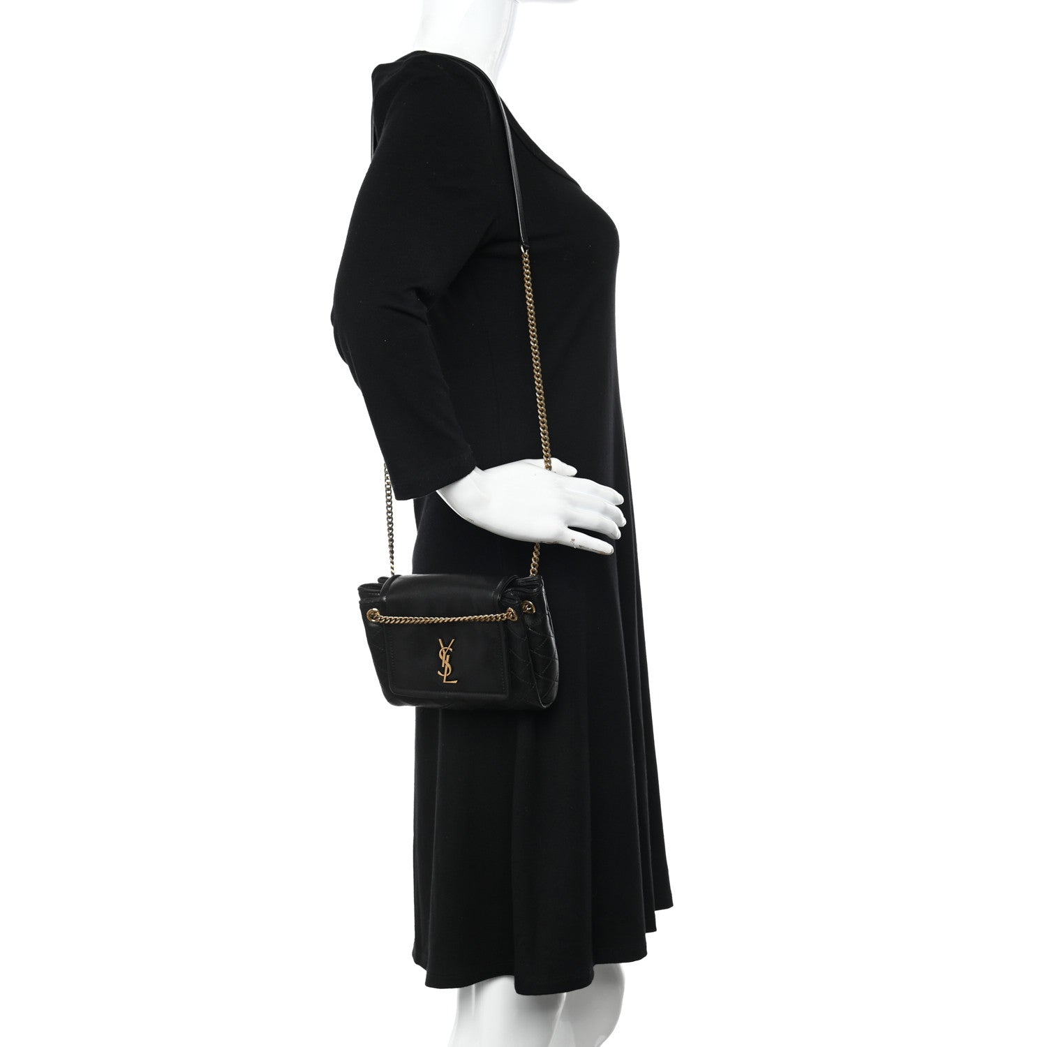 Saint Laurent Lambskin Quilted Monogram Mini Nolita Black 2 of 10