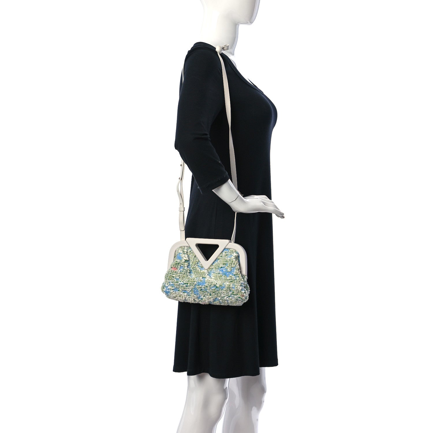 Bottega Veneta Textured Fabric Medium The Point Triangle Bag White Multicolor 2 of 9