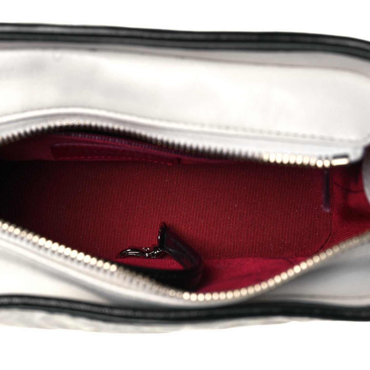 Aged Calfskin Quilted Small Gabrielle Hobo Black White