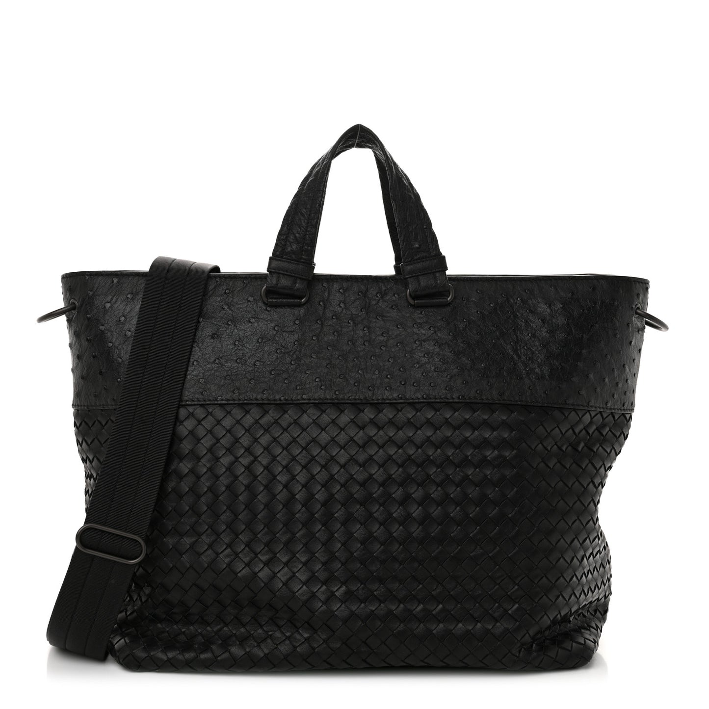 Ostrich Nappa Intrecciato Tote Black