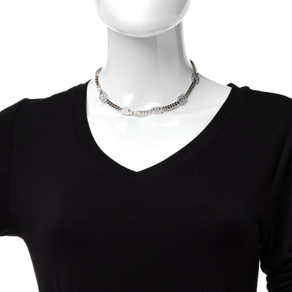 Chanel Crystal Chain CC Link Choker Gold Silver 2 of 6