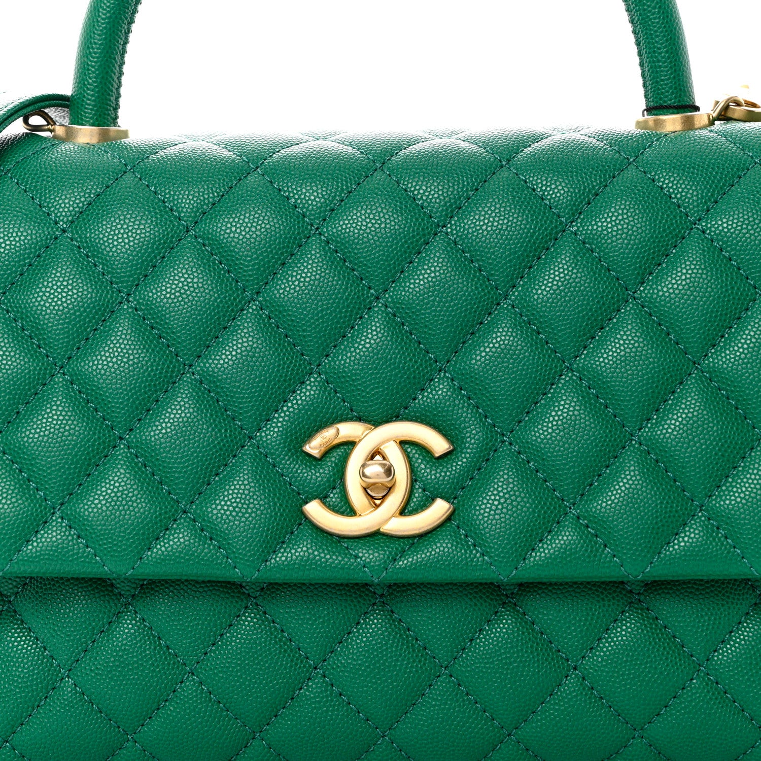 Chanel Caviar Quilted Small Coco Handle Flap Green 8 of 10