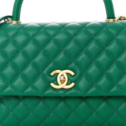 Chanel Caviar Quilted Small Coco Handle Flap Green 8 of 10