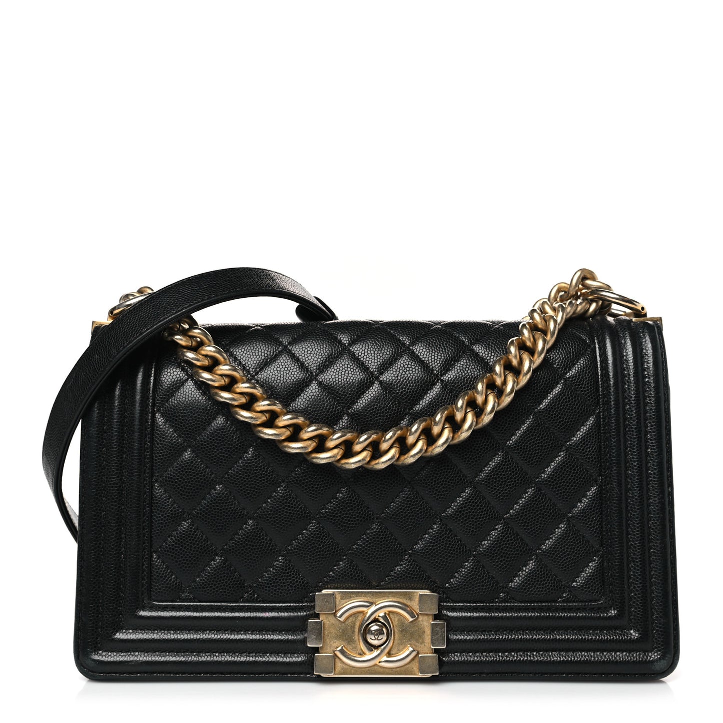 Caviar Quilted Medium Boy Flap Black