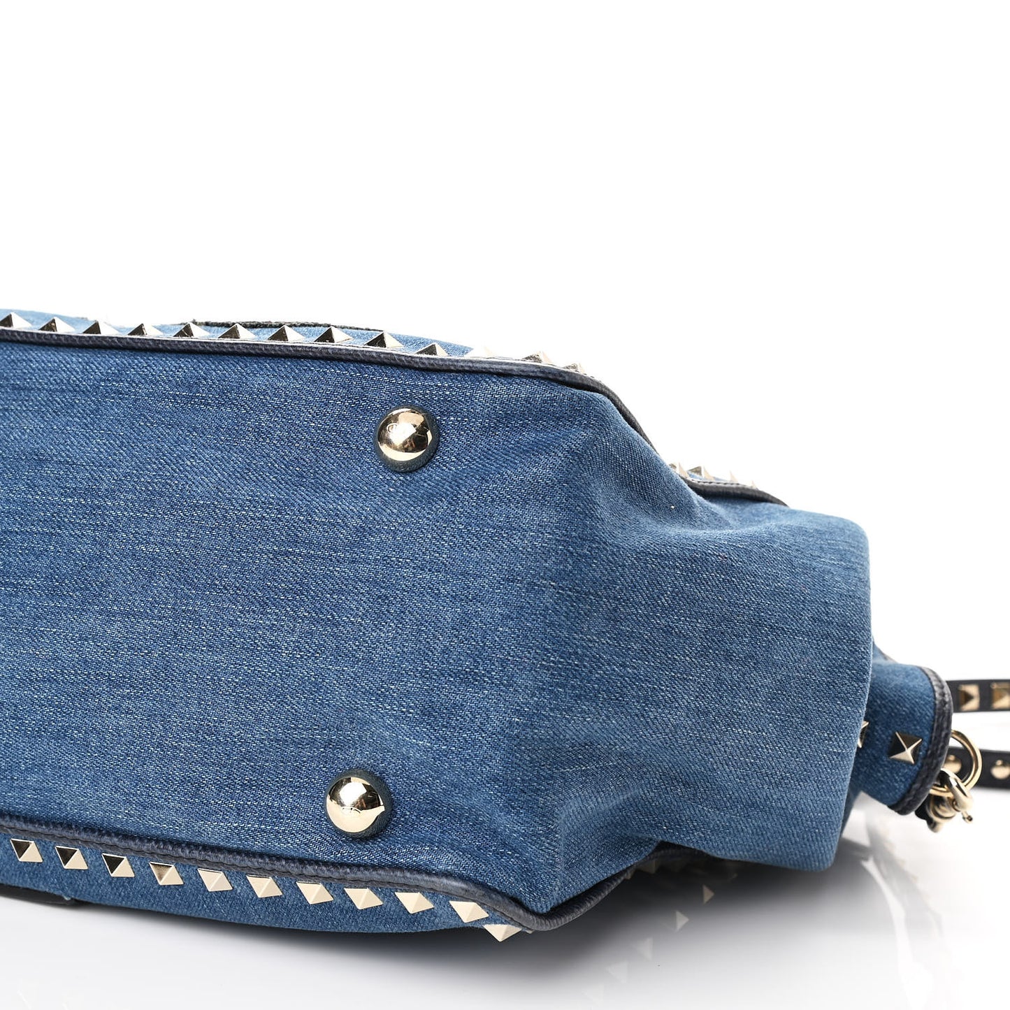 Denim Butterfly Embroidered Medium Rockstud Tote Light Denim Multicolor