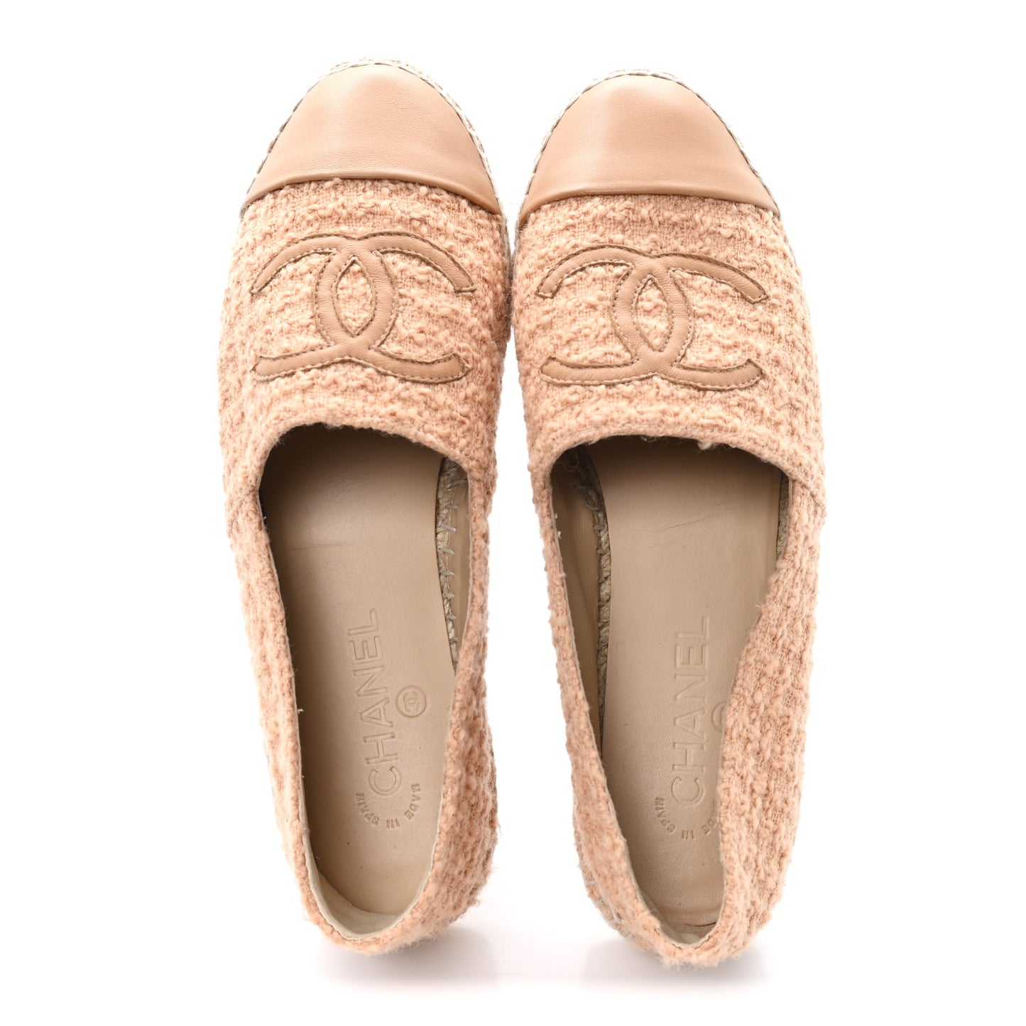 Tweed Lambskin CC Espadrilles 40 Dark Beige Light Brown