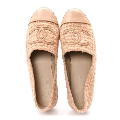 Chanel Tweed Lambskin CC Espadrilles 40 Dark Beige Light Brown 2 of 10